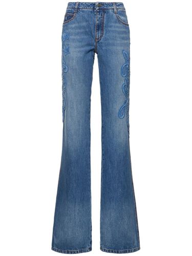 Jeans Vita Media In Denim Con Ricami - ERMANNO SCERVINO - Modalova