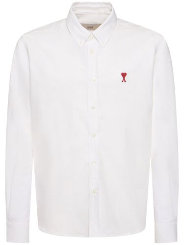 Camicia Oxford In Cotone Con Logo - AMI PARIS - Modalova