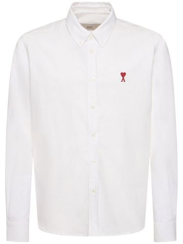 Oxford Cotton Logo Shirt - AMI PARIS - Modalova