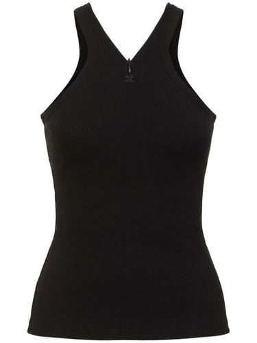 Criss Cross 90s Rib Cotton Tank Top - COURREGES - Modalova