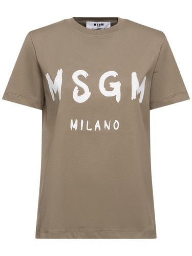 T-shirt Aus Baumwolljersey Mit Logo - MSGM - Modalova