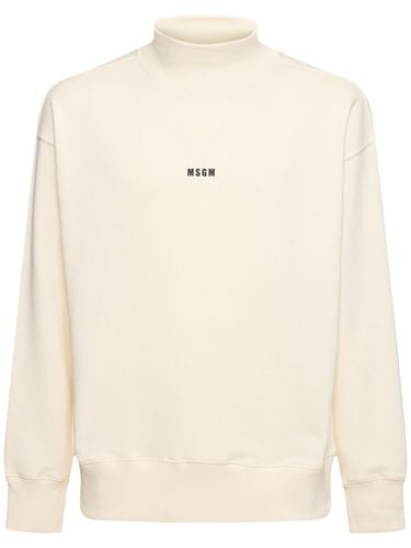 Micro Logo Print Turtleneck Sweatshirt - MSGM - Modalova