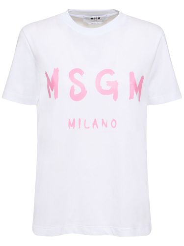 Cotton Jersey Logo T-shirt - MSGM - Modalova