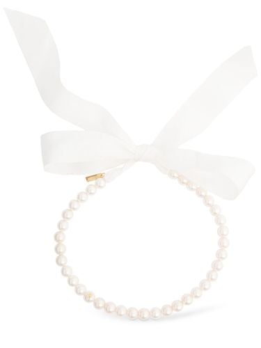 Faux Pearl & Bow Collar Necklace - MOSCHINO - Modalova