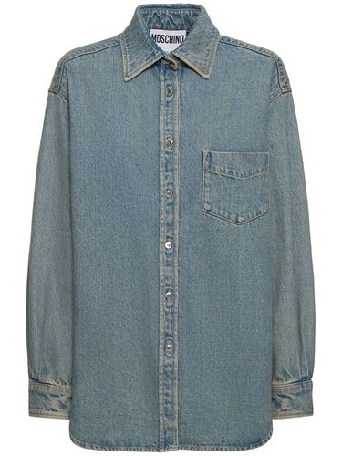 Camicia In Denim Di Cotone - MOSCHINO - Modalova