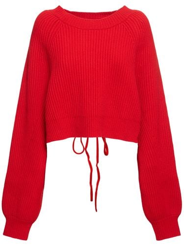 Wool Blend Rib Knit Cropped Sweater - YOHJI YAMAMOTO - Modalova