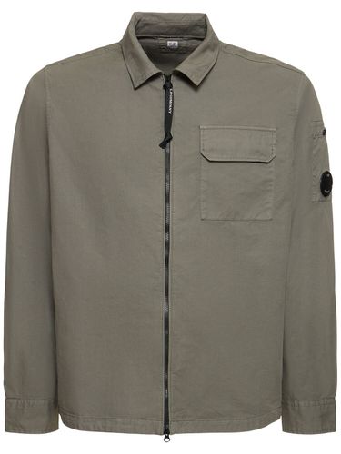 Cotton Gabardine Zipped Overshirt - C.P. COMPANY - Modalova