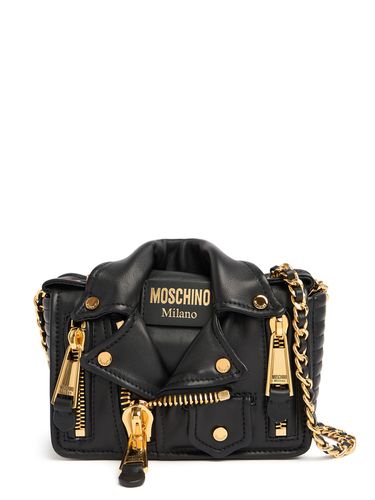 Biker Leather Shoulder Bag - MOSCHINO - Modalova