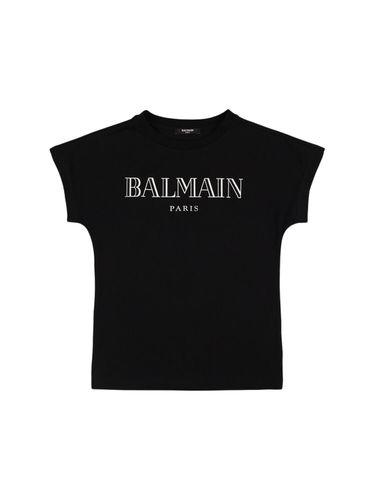 Camiseta De Jersey De Algodón Con Logo - BALMAIN - Modalova