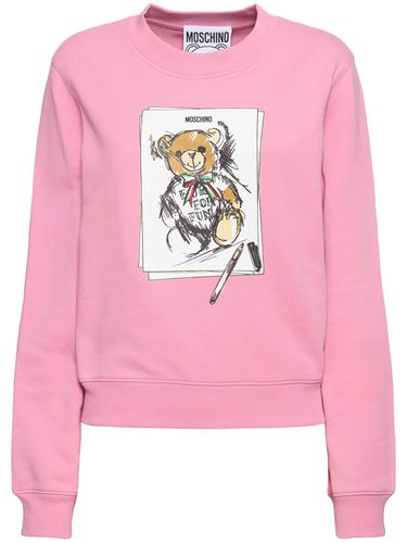 Sudadera De Jersey De Algodón Estampada - MOSCHINO - Modalova