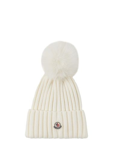 Cappello Beanie In Lana Vergine / Pompom - MONCLER - Modalova