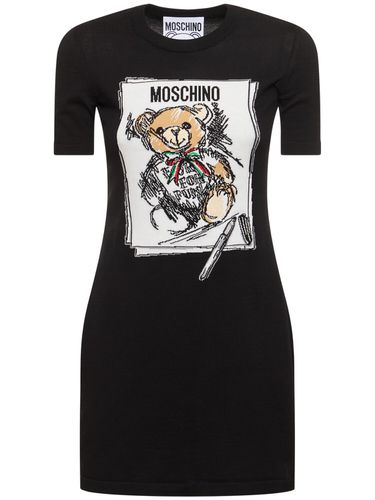 Vestito Mini In Maglia Di Cotone Con Stampa - MOSCHINO - Modalova