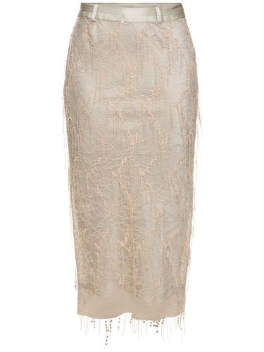 Embellished Lace Midi Skirt - CHRISTOPHER ESBER - Modalova