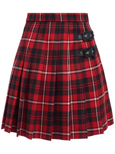 Pleated Wool Tartan Mini Skirt W/buckles - ALESSANDRA RICH - Modalova