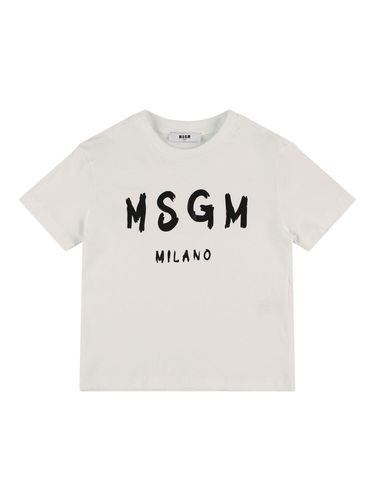 Camiseta De Jersey De Algodón Estampada - MSGM - Modalova