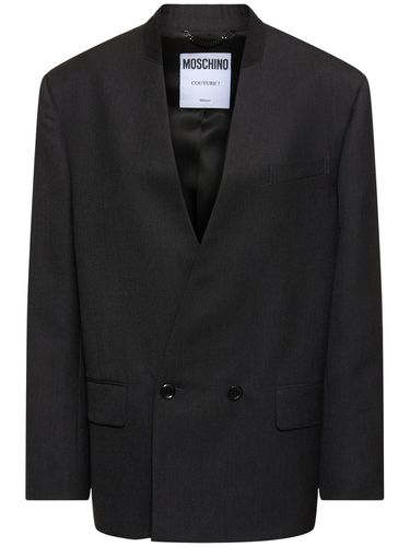 Blazer Sartoriale Doppiopetto In Lana - MOSCHINO - Modalova