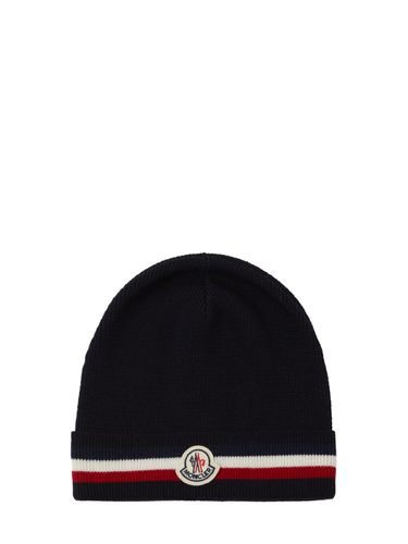 Tricolor Virgin Wool Beanie - MONCLER - Modalova