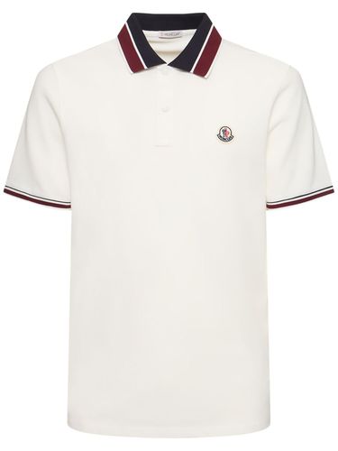 Logo Cotton Piquet Polo Shirt - MONCLER - Modalova