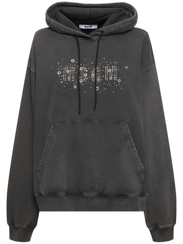 Embellished Cotton Jersey Logo Hoodie - MSGM - Modalova