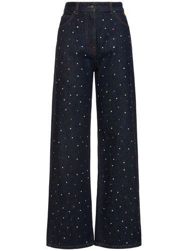 Embellished Denim Low Waist Wide Jeans - MSGM - Modalova