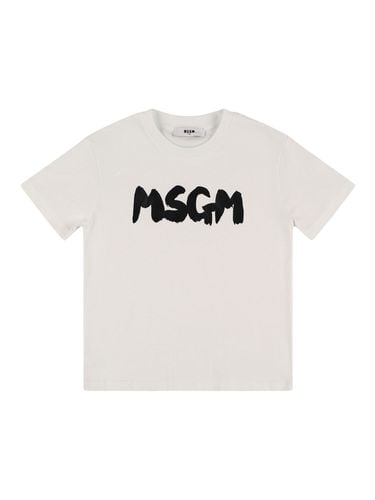 Camiseta De Jersey De Algodón Estampada - MSGM - Modalova