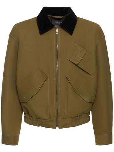 Double Cotton Zip-up Jacket - VERSACE - Modalova