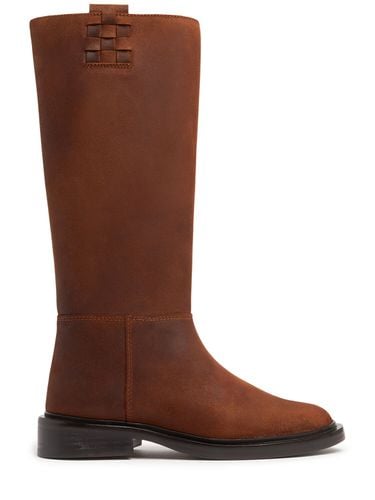 Mm Anella Waxed Leather Tall Boots - HEREU - Modalova