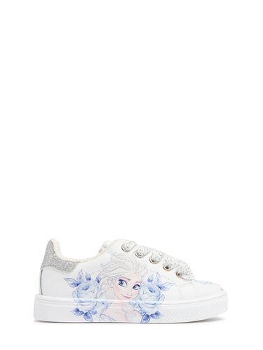 Sneakers De Piel Estampada Con Cordones - MONNALISA - Modalova