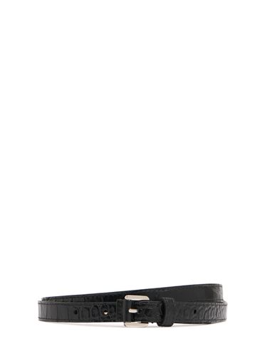 Carolyn Shiny Croc Embossed Leather Belt - MICHAEL KORS COLLECTION - Modalova