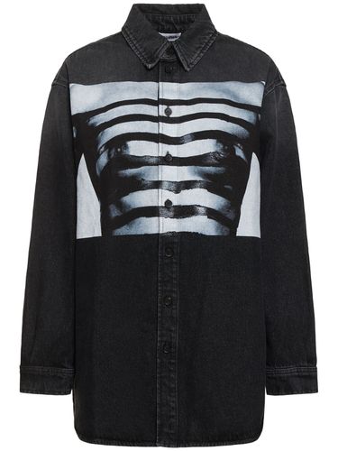 Body Printed Denim Oversize Shirt - JEAN PAUL GAULTIER - Modalova