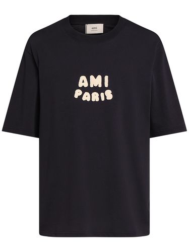 T-shirt Aus Baumwolle Mit Logo - AMI PARIS - Modalova