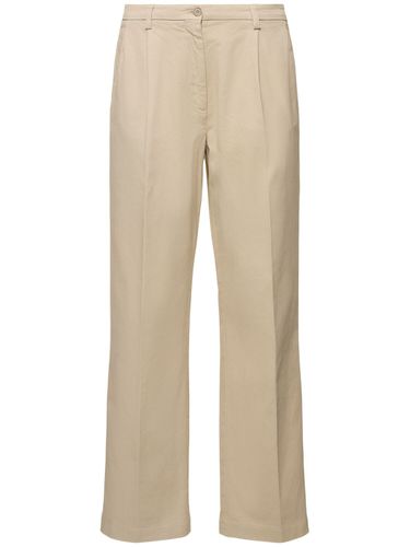 Pleated Stretch Gabardine Straight Pants - ASPESI - Modalova