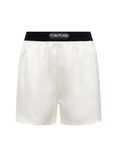 Shorts De Satén De Seda Con Logo - TOM FORD - Modalova