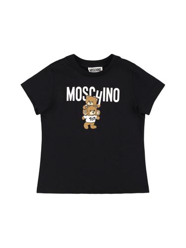 Camiseta De Jersey De Algodón Estampada - MOSCHINO - Modalova