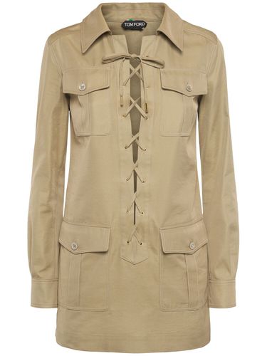 Cotton & Silk Twill Safari Mini Dress - TOM FORD - Modalova