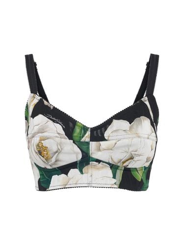 Crop Top Stampa Gardenia - DOLCE & GABBANA - Modalova