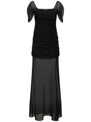 Stretch Silk Cap Sleeve Long Dress - GIUSEPPE DI MORABITO - Modalova