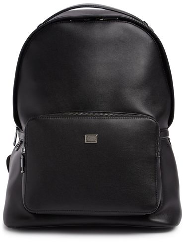 Logo Plaque Leather Backpack - DOLCE & GABBANA - Modalova