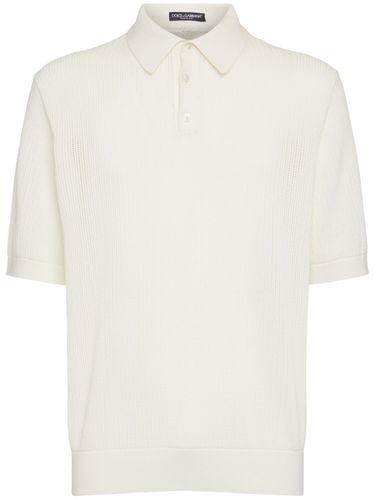 Short Sleeve Cotton Knit Polo - DOLCE & GABBANA - Modalova