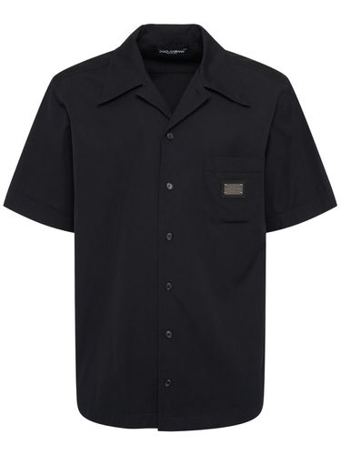 Logo Plaque Cotton Short Sleeved Shirt - DOLCE & GABBANA - Modalova