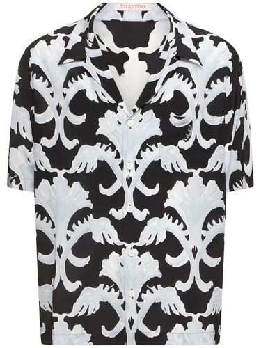 Printed Silk Crepe Short Sleeve Shirt - VALENTINO - Modalova