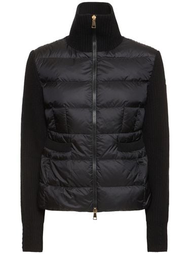 Cardigan Imbottito In Misto Lana Vergine - MONCLER - Modalova