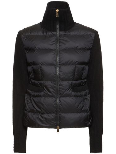 Padded Virgin Wool Blend Down Cardigan - MONCLER - Modalova