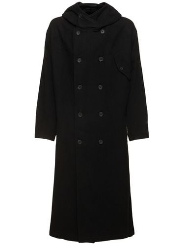 Hooded Wool Blend Coat - YOHJI YAMAMOTO - Modalova