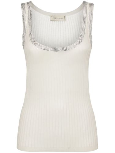 Tank Top In Maglia Con Scollo Decorato - BLUMARINE - Modalova