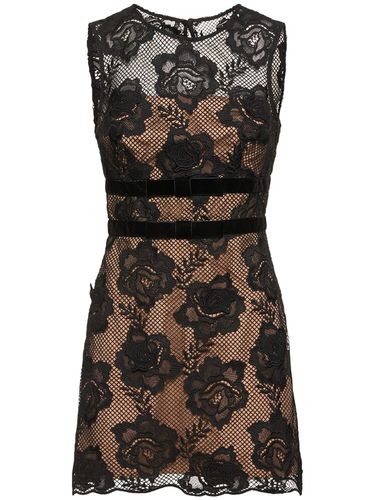 Lace Mini Dress W/ Velvet Bows - SELF-PORTRAIT - Modalova