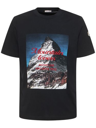 Geschmirgeltes Baumwoll-t-shirt - MONCLER - Modalova