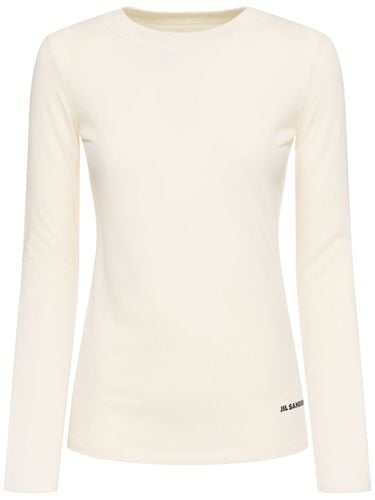 Logo Wool Blend Jersey Top - JIL SANDER - Modalova