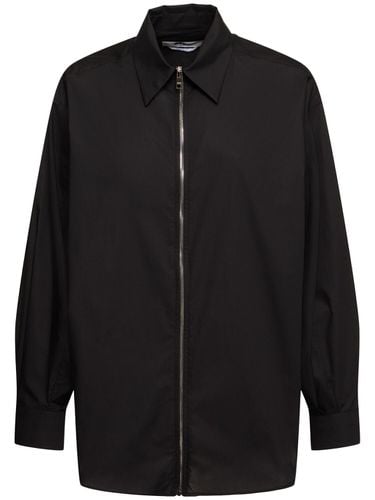 Camicia In Popeline Con Zip - MSGM - Modalova