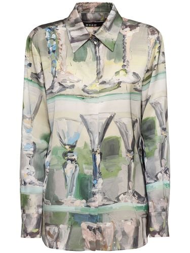 Printed Satin Shirt - MSGM - Modalova